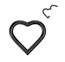 Piercing anneau segment titane noir coeur
