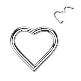 Piercing anneau segment titane argenté coeur