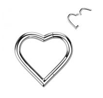 Piercing anneau segment titane argenté coeur
