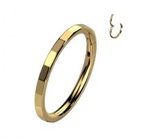 Piercing anneau segment titane facettes rectangulaires doré