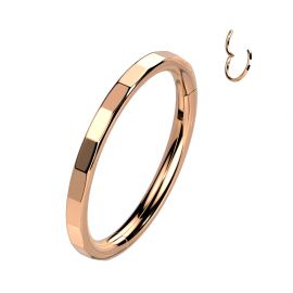 Piercing anneau segment titane facettes rectangulaires or rose