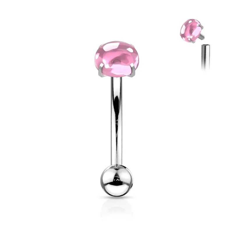 Piercing arcade pierre cabochon rose