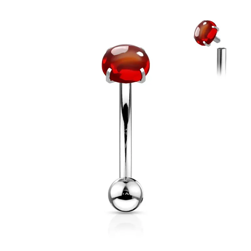 Piercing arcade pierre cabochon rouge