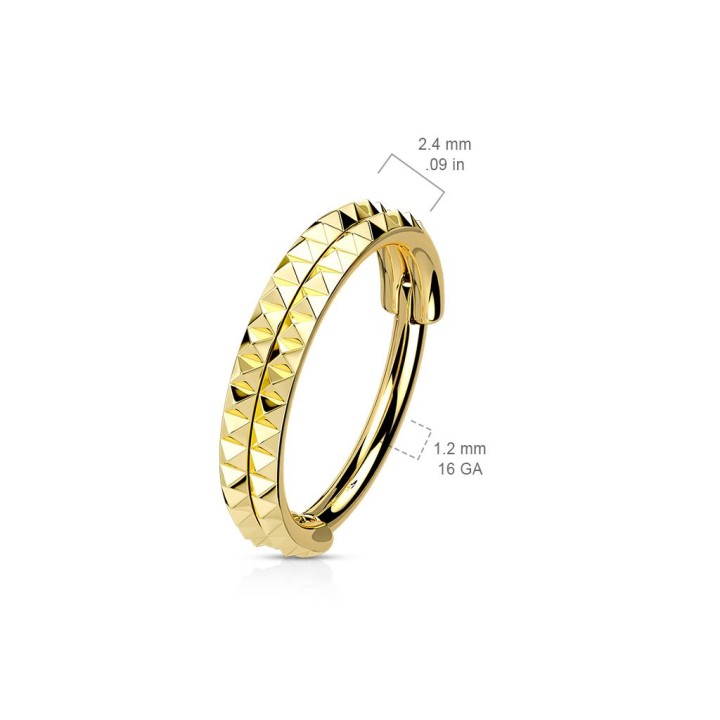 Piercing anneau oreille doré double pyramides