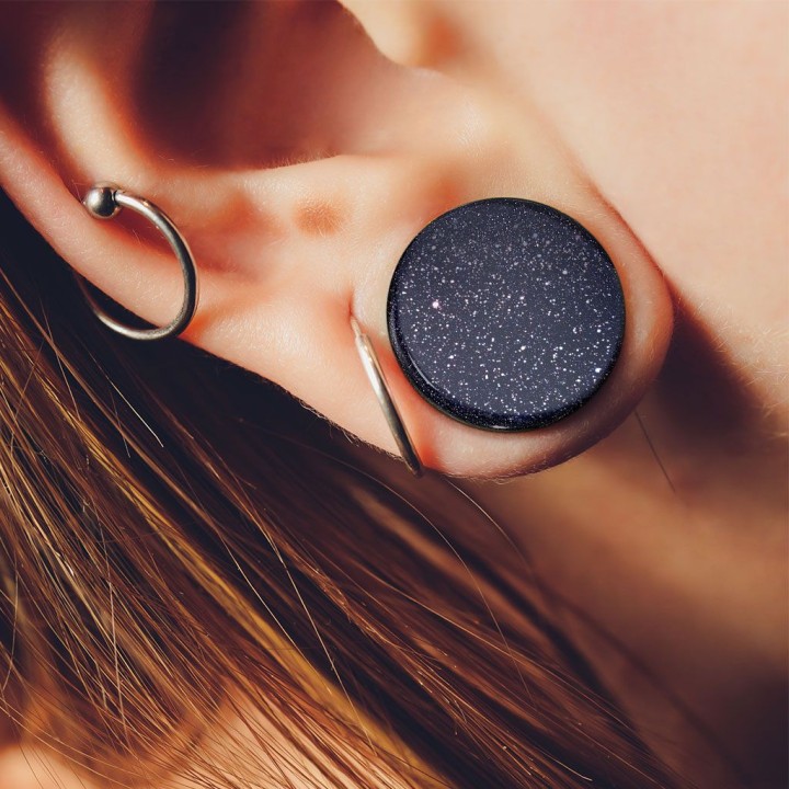 Piercing plug pierre de sable bleu