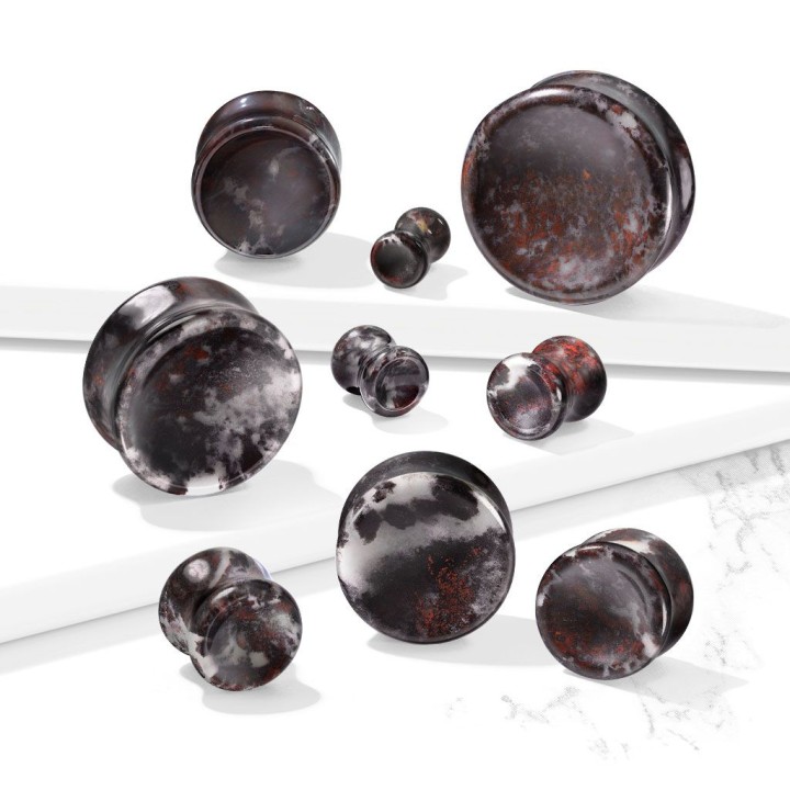 Piercing plug pierre de sang naturelle