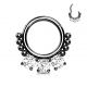 Piercing anneau segment acier noir zircon et perles