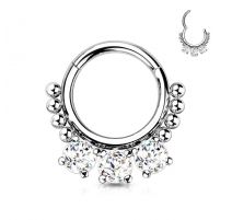 Piercing anneau segment acier chirurgical zircon et perles