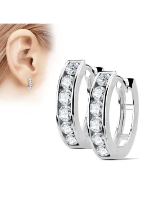 Paire boucles d'oreille anneaux zircons blancs