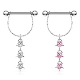 Piercing Téton Bouclier Strass Etoiles