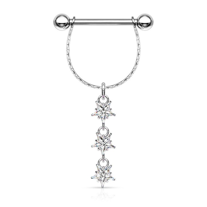 Piercing Téton Bouclier Strass Etoiles