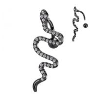 Piercing nombril inversé serpent noir pavé