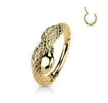 Piercing anneau oreille doré serpent