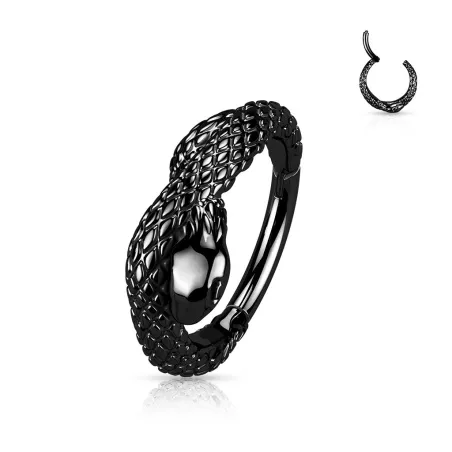 Piercing anneau oreille noir serpent