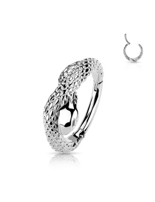 Piercing anneau oreille acier serpent