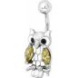 Piercing nombril hibou email blanc zircon topaze Piercing nombril hibou email blanc zircon topaze