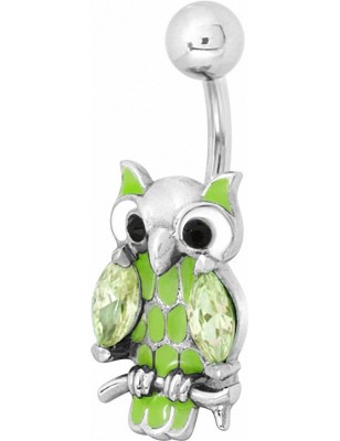 Piercing nombril hibou email vert zircon