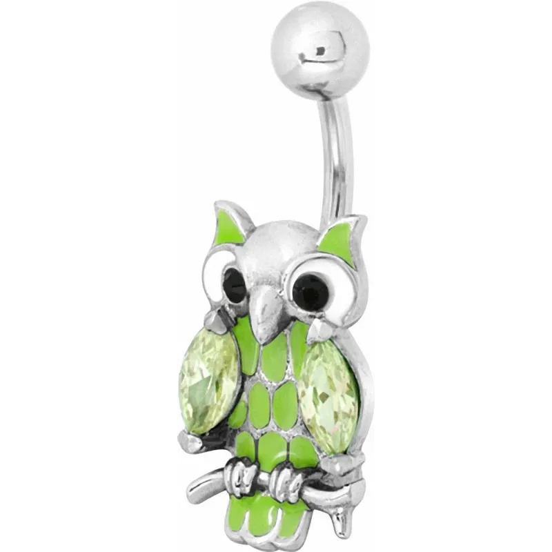 Piercing nombril hibou email vert zircon Piercing nombril hibou email vert zircon