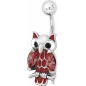 Piercing nombril hibou email rouge zircon Piercing nombril hibou email rouge zircon