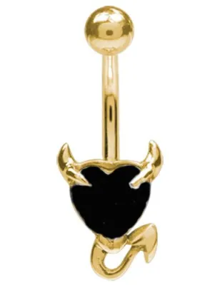 Piercing nombril doré coeur endiablé rose