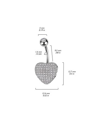 Piercing nombril coeur relief pavé de strass