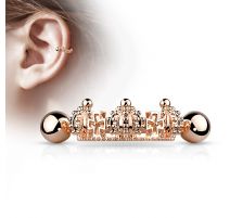 Piercing oreille hélix manchette triple couronne plaqué or rose