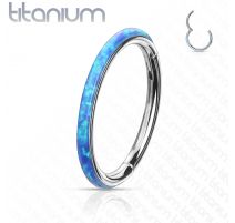 Piercing anneau segment titane opale bleu