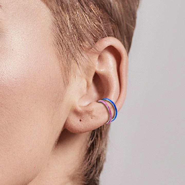 Piercing anneau segment titane opale rose
