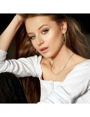 Paire Boucles d'oreille clous barre et pendentif triangle doré