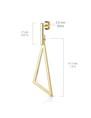 Paire Boucles d'oreille clous barre et pendentif triangle doré