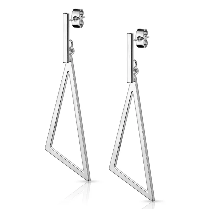 Paire Boucles d'oreille clous barre et pendentif triangle Paire Boucles d'oreille clous barre et pendentif triangle