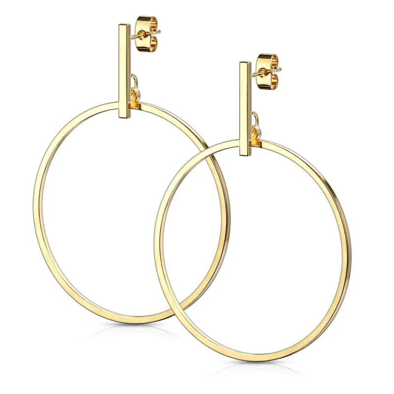 Paire Boucles d'oreille clous barre et pendentif cercle doré Paire Boucles d'oreille clous barre et pendentif cercle doré