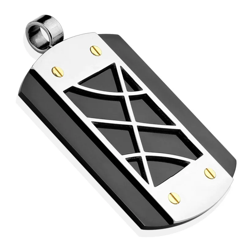 Pendentif dog tag trois tons avec vis Pendentif dog tag trois tons avec vis
