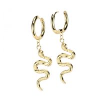 Paire boucles d'oreille anneaux doré pendentif serpent