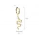 Paire boucles d'oreille anneaux doré pendentif serpent