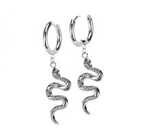 Paire boucles d'oreille anneaux argenté pendentif serpent