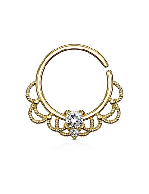 Piercing septum pliable  doré filigrane strass
