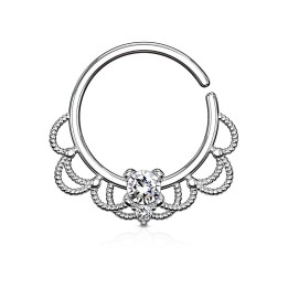 Piercing septum pliable filigrane strass blanc