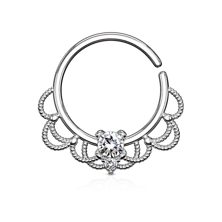 Piercing septum pliable filigrane strass blanc