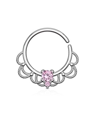 Piercing septum pliable filigrane strass rose