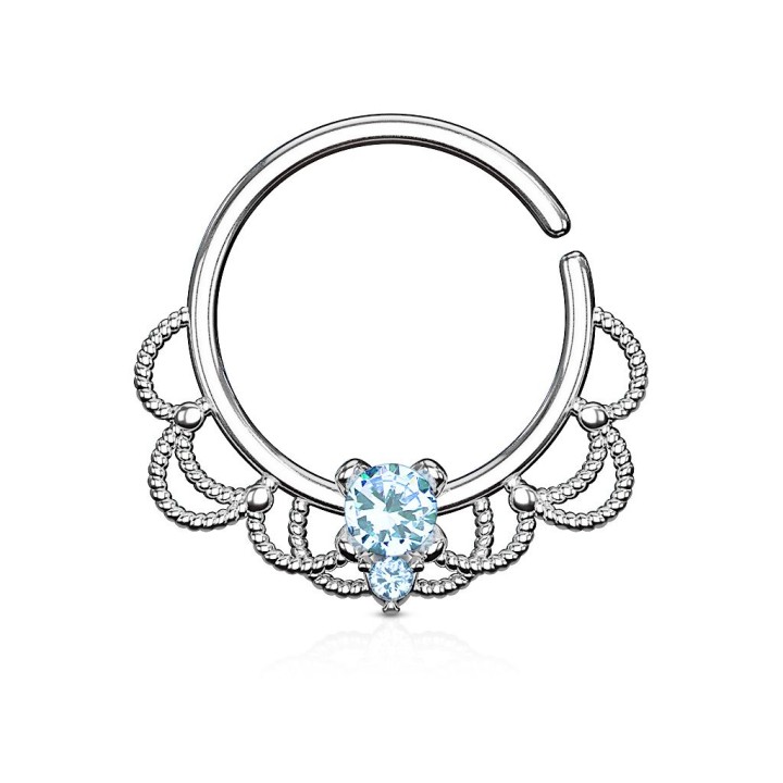 Piercing septum pliable filigrane strass turquoise