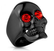 Bague homme acier noir brillant skull