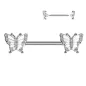 Piercing téton papillons pavés de strass Piercing téton papillons pavés de strass