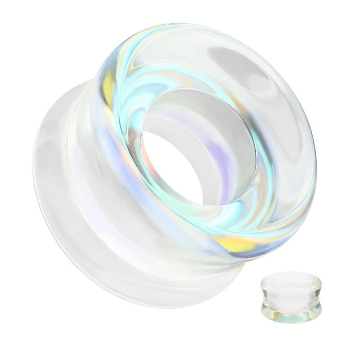 Piercing tunnel oreille verre aurore boréale