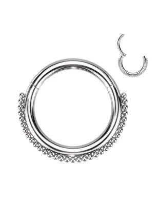 Piercing oreille anneau argenté ligne de perles