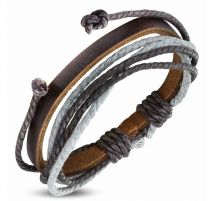 Bracelet ajustable en cuir marron avec cordon de serrage