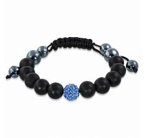 Bracelet shamballa à billes noir cristaux bleu 155
