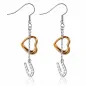Paire Boucles d'oreille acier inoxydable pendantes coeur cuivré