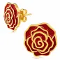 Paire Boucles d'oreille acier inoxydable doré fleur rouge