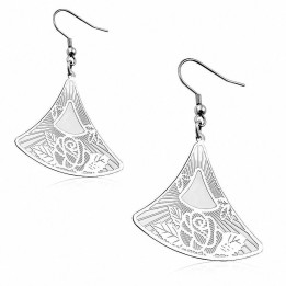 Paire Boucles d'oreille acier inoxydable pendantes triangles roses